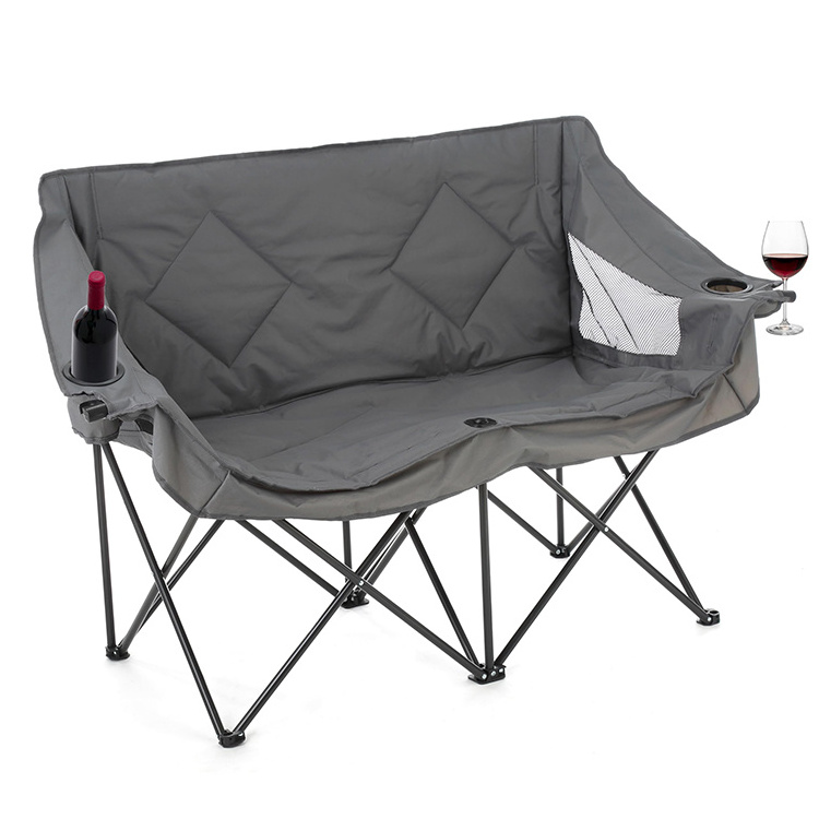 Outdoor Heavy Duty Oversized Double Quilted Portable Folding Padded Seat Camping Chair With Armrests