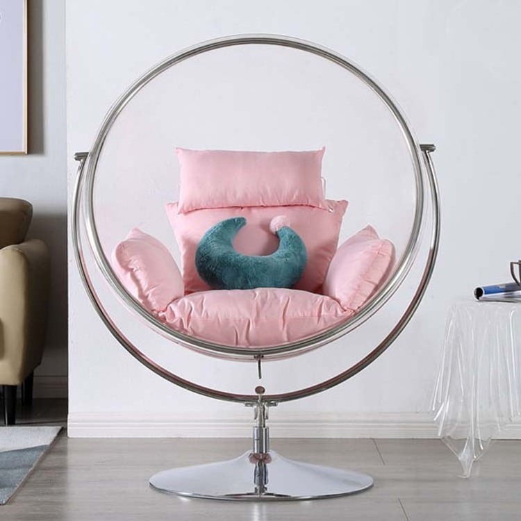 Egg-Shaped Luxury Furniture Floor Stand Globe Hanging Swing Single Bubble Chair Acrylic Hanging for Bedroom