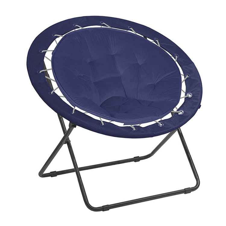 Outdoor Comfortable Elastic Cord Camping Adult Round Folding Saucer Moon Chair Bungee Dish Bunjo Chair