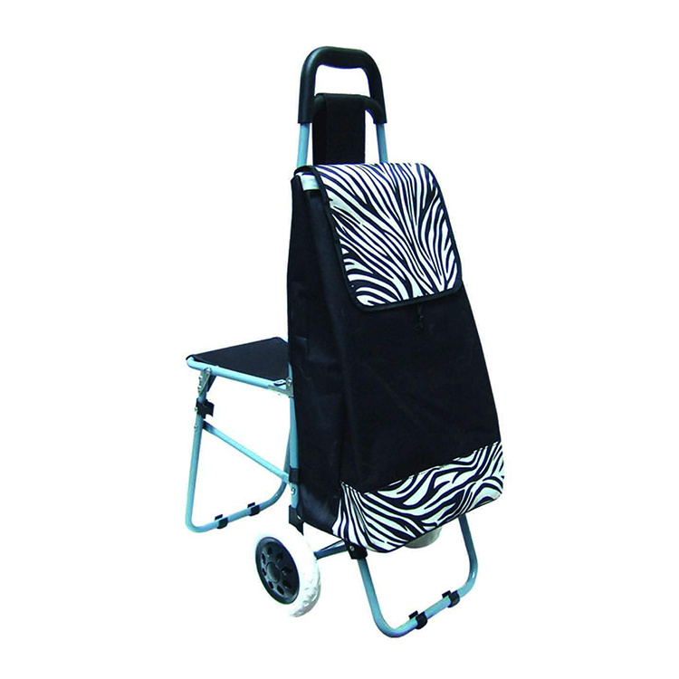 Quality Portable Foldable Reusable Folding Climbing Stair 6 Wheel Shopping Bag Grocery Trolley Cart With Seat