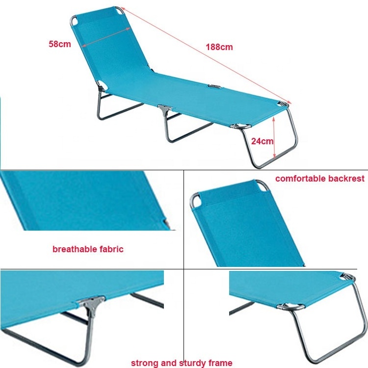 Modern Outdoor Furniture Design Steel Chair Beach Poolside Folding Sunbed Outdoor with Backrest