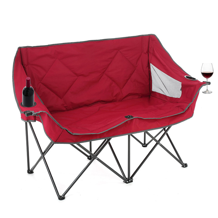 Outdoor Heavy Duty Oversized Double Quilted Portable Folding Padded Seat Camping Chair With Armrests