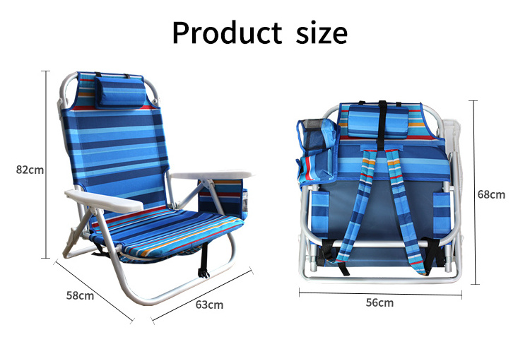 Wholesale Outdoor Custom Portable Foldable Recline Backpack Lounger Folding Aluminium Sea Beach Lounge Chair Lightweight