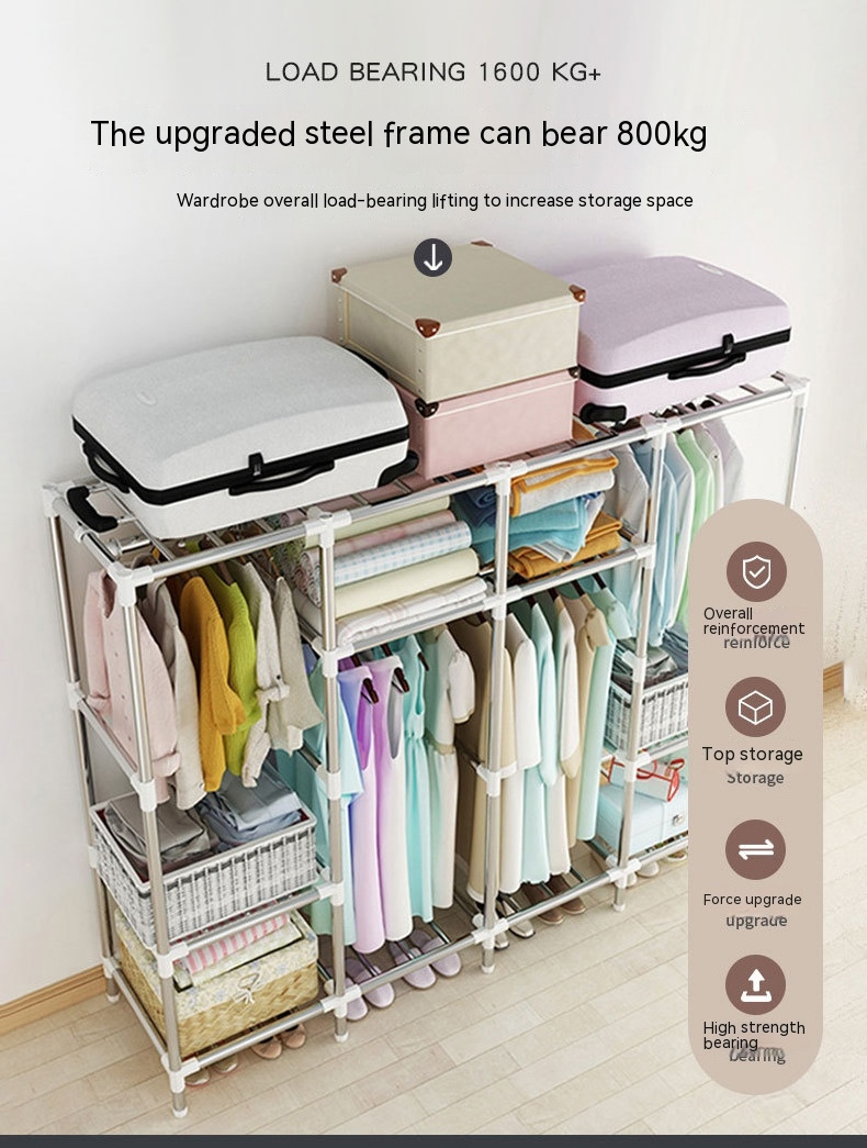 High Quality Folding Canvas Wardrobe Assemble Wardrobes Foldable Clothes Cabinet Kids Portable Fabric Wardrobe Closet Organizer