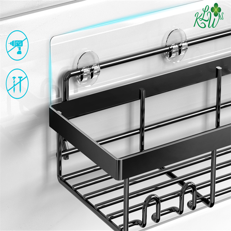 2023 Factory Fashion Shower Shelf Wall Mounted Storage Organizer Rack Metal