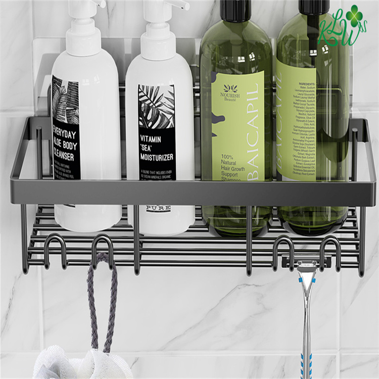 2023 Factory Fashion Shower Shelf Wall Mounted Storage Organizer Rack Metal