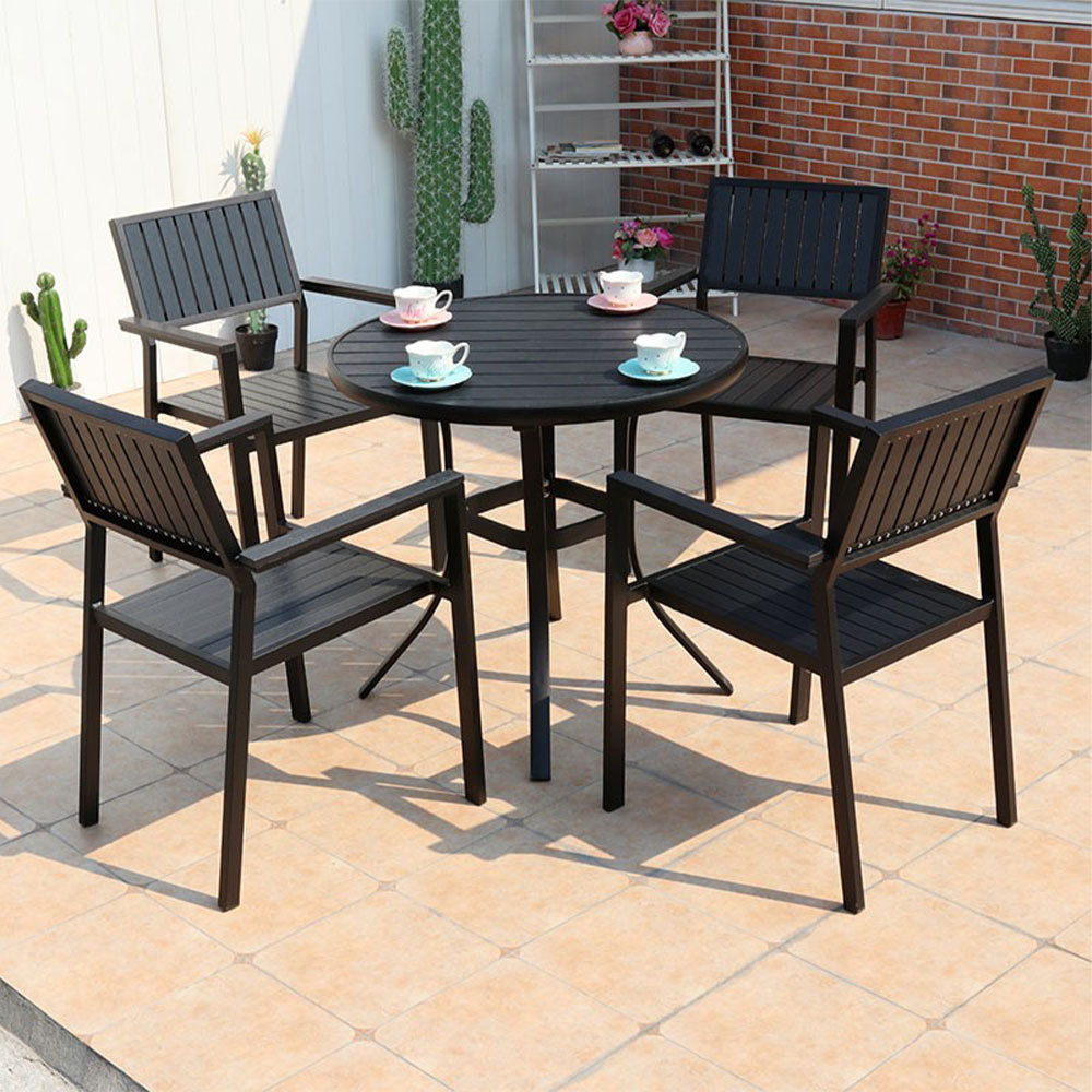 Eco Friendly Event Cafe Restaurant Garden Furniture Teak Set Bistro Dining Outdoor Chairs And Tables With Umbrella Hole