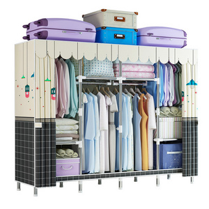 High Quality Folding Canvas Wardrobe Assemble Wardrobes Foldable Clothes Cabinet Kids Portable Fabric Wardrobe Closet Organizer