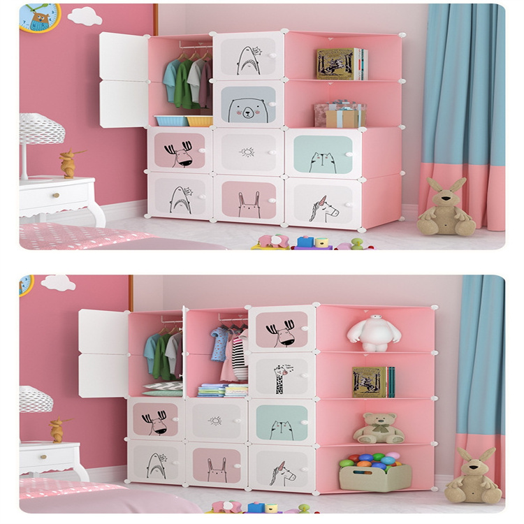 Diy Assembled Furniture Plastic Almirah Luxury Kids Plastic Wardrobe Closet Wardrobe Closet Storage & Organization