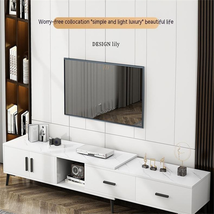 Simple Size Living Room Household Rectangular Solid Wood Narrow Extension White 300 Tv Cabinet Adjustable Tv Stand