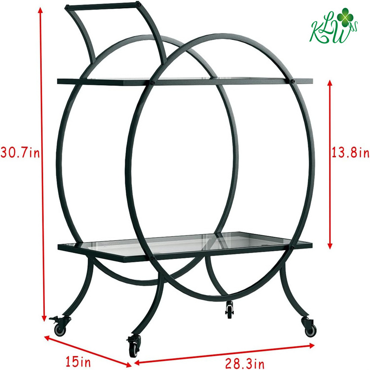 The New Listing Time-Limited Black Round Bar Cart For Home Kitchen Dining Room