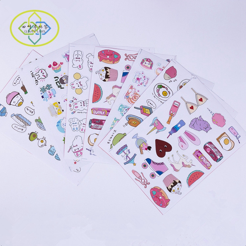 Custom lovely printing die cut cartoon labels stickers funny stickers