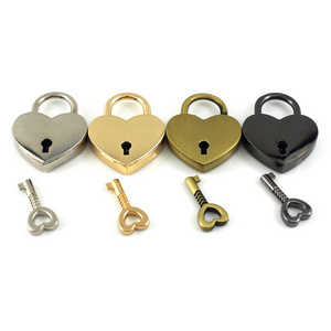 Retro Heart Shape Bag Lock With Key Tiny Suitcase Alloy Lock Bag Parts Accessories Luggage Box  Padlock