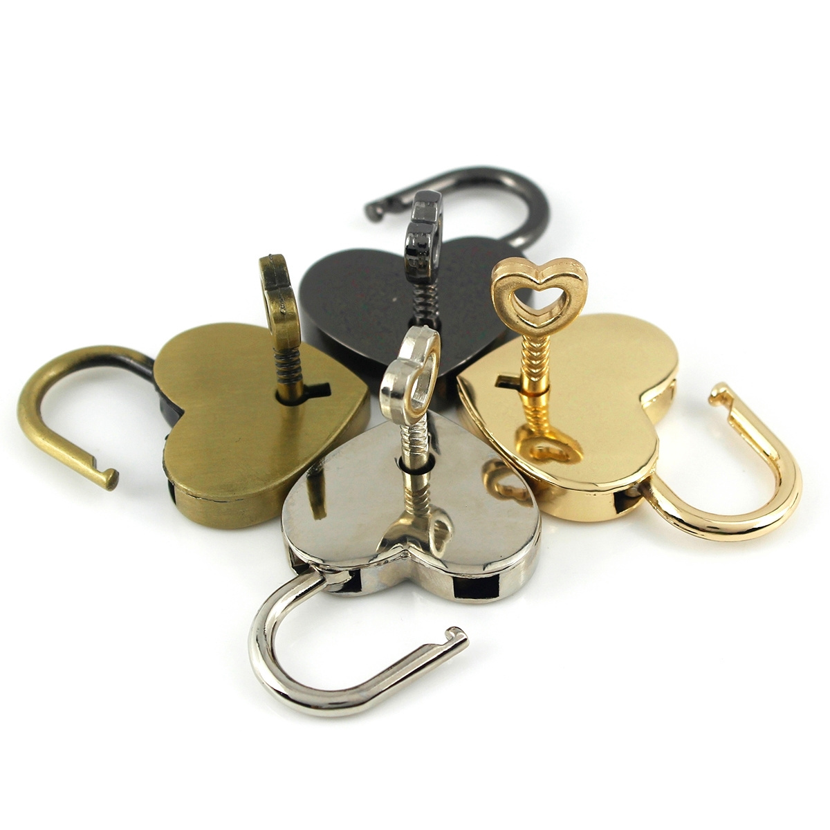 Retro Heart Shape Bag Lock With Key Tiny Suitcase Alloy Lock Bag Parts Accessories Luggage Box  Padlock