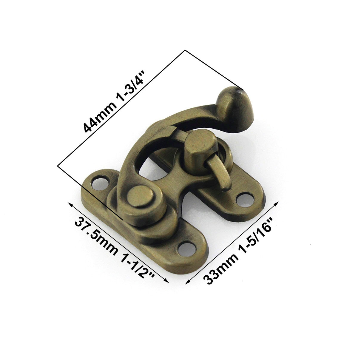 38*44mm Alloy Small Hasps Buckle Latch Furniture wooden box Clasp Jewelry Box Swing Arm Hook Latch Lock