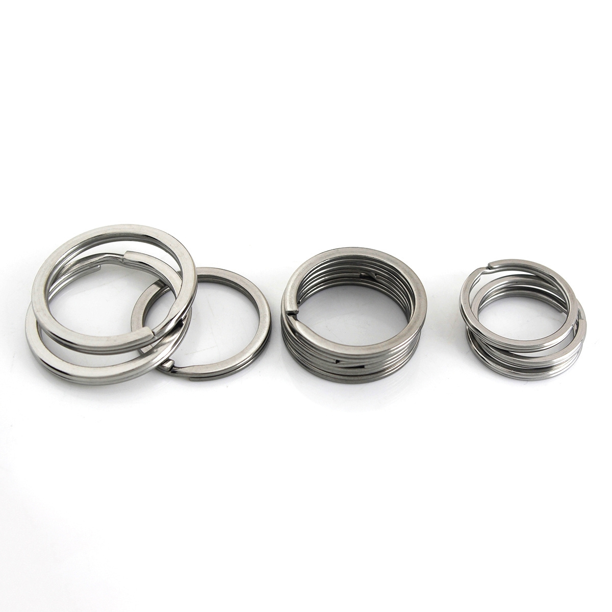 Metal Split Rings Flat-wire Double Loop Keyring 15-28mm Keychain Keys Holder DIY Leather Craft hardware Stainless Steel