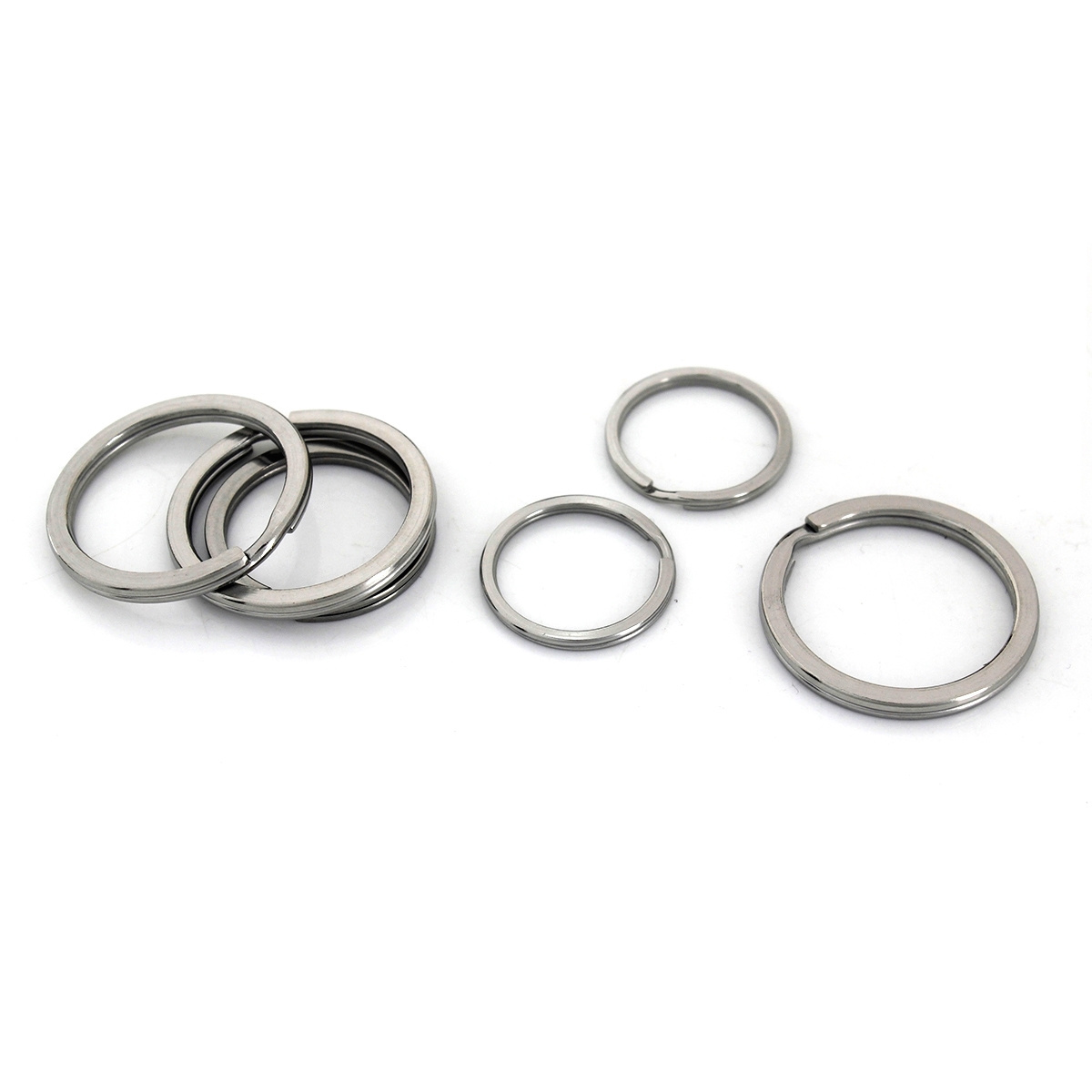 Metal Split Rings Flat-wire Double Loop Keyring 15-28mm Keychain Keys Holder DIY Leather Craft hardware Stainless Steel