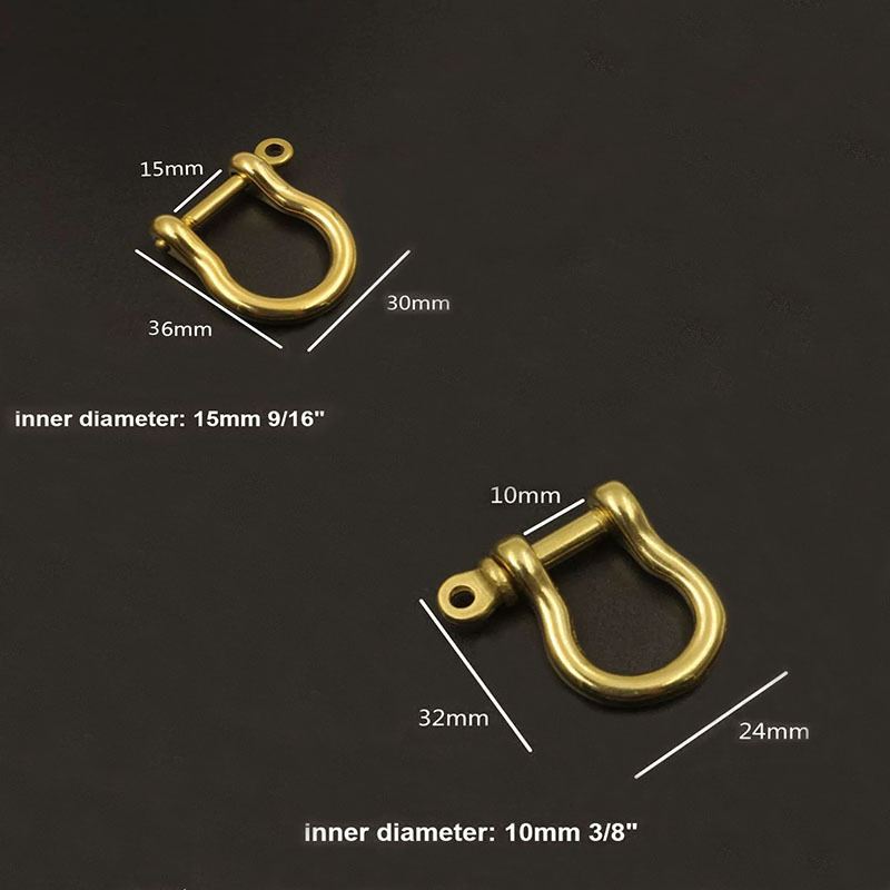 Solid Brass Carabiner D Bow Shackle Fob Key Ring Keychain Hook Screw Joint Connector Buckle 6 Sizes