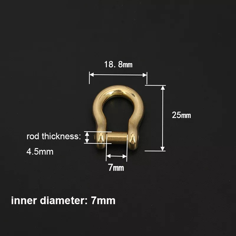 Solid Brass Carabiner D Bow Shackle Slot Screw Removable Fob Key Ring Keychain Joint Connector Buckle DIY Hardware