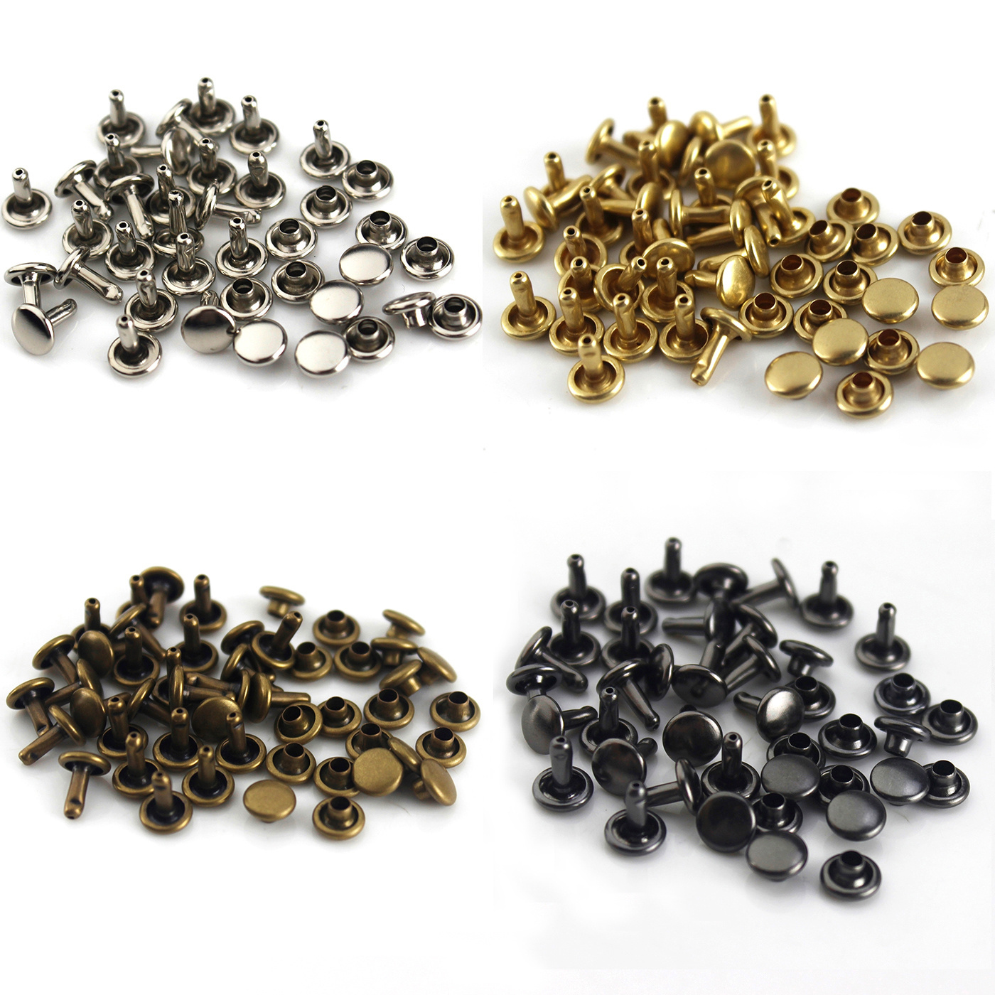 6/8 mm Brass Double Cap Rivets Studs High-quality Round Rivet for Leather Craft Bag Belt Clothing Shoes Decor