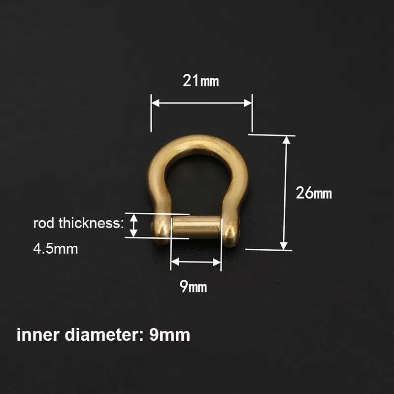 Solid Brass Carabiner D Bow Shackle Slot Screw Removable Fob Key Ring Keychain Joint Connector Buckle DIY Hardware