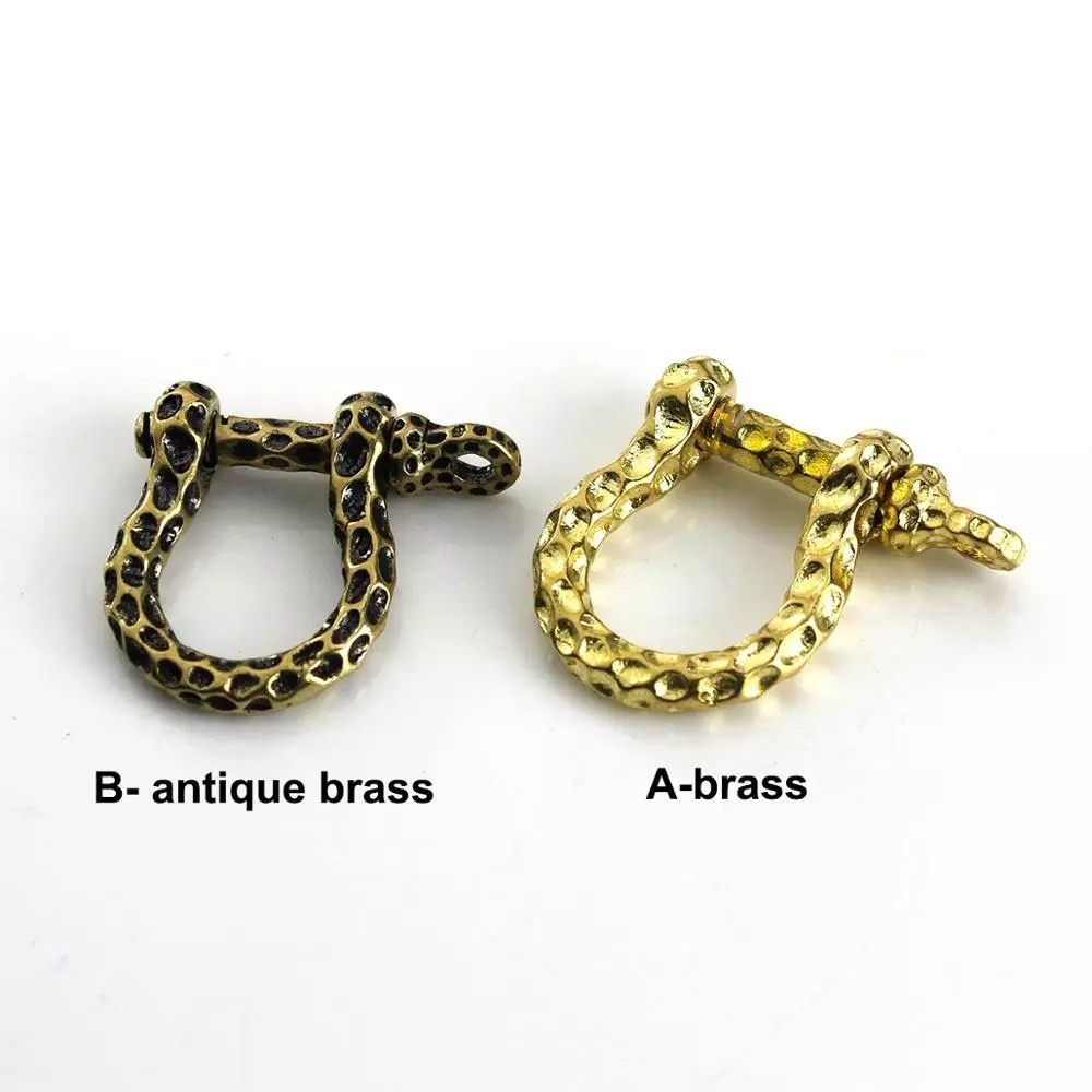 Solid Brass D Bow Shackle Key Chain Ring Slot Screw Removable Fob Clip Connecting Hook Leather Craft DIY Accessories