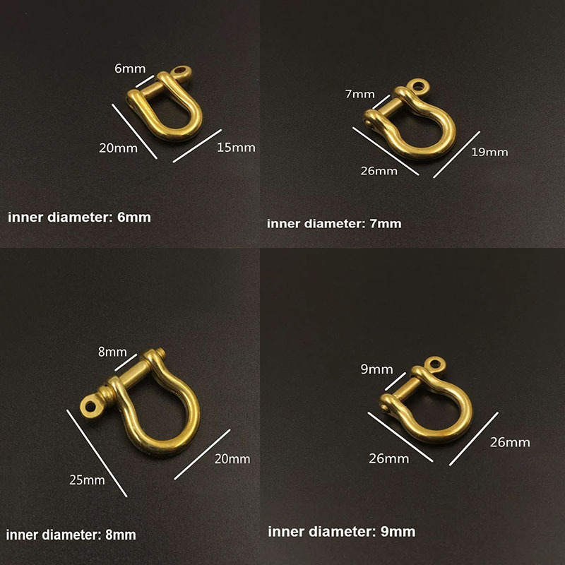 Solid Brass Carabiner D Bow Shackle Fob Key Ring Keychain Hook Screw Joint Connector Buckle 6 Sizes