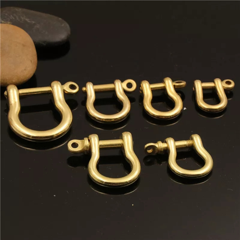 Solid Brass Carabiner D Bow Shackle Fob Key Ring Keychain Hook Screw Joint Connector Buckle 6 Sizes