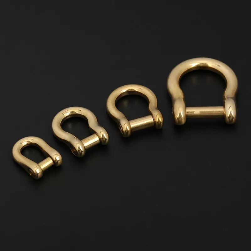 Solid Brass Carabiner D Bow Shackle Slot Screw Removable Fob Key Ring Keychain Joint Connector Buckle DIY Hardware