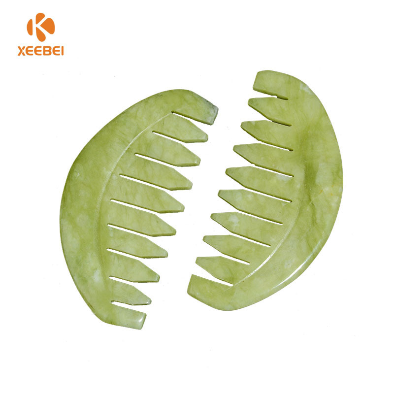 Hot Selling Real Jade Stone Gua Sha Quartz Hair Comb Custom Logo Head Massage Jade Guasha Hair Comb