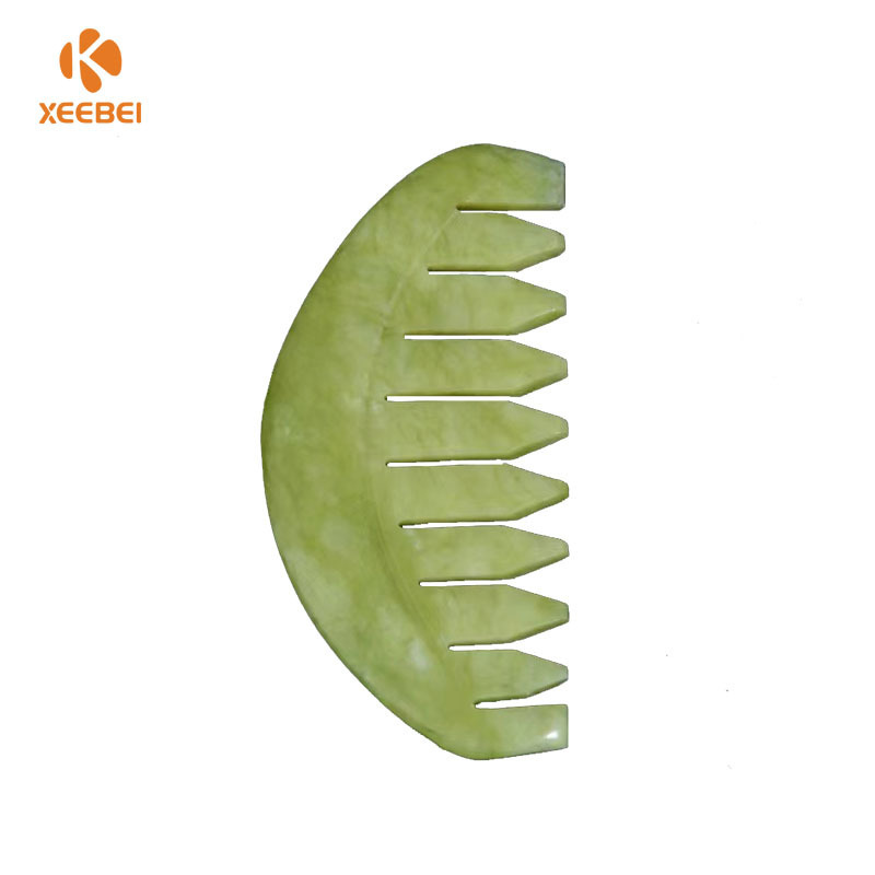 Hot Selling Real Jade Stone Gua Sha Quartz Hair Comb Custom Logo Head Massage Jade Guasha Hair Comb