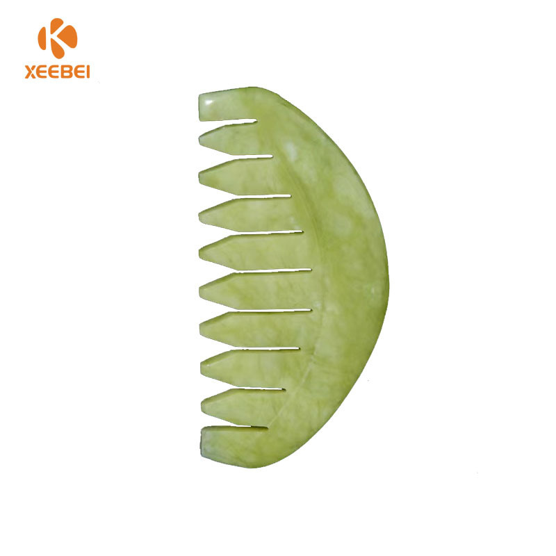 Hot Selling Real Jade Stone Gua Sha Quartz Hair Comb Custom Logo Head Massage Jade Guasha Hair Comb