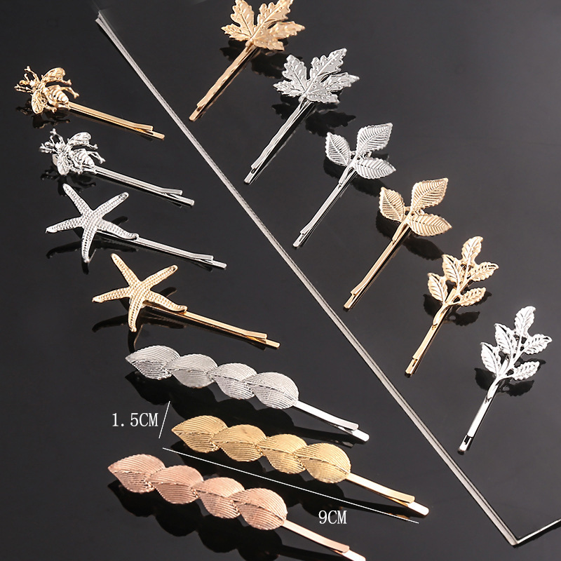 CLARMER 2020 Women Hair Accessory Korea New Hair Pin Heart Moon Star Bobby Pin Gold Simple Metal Hairpin for Girls