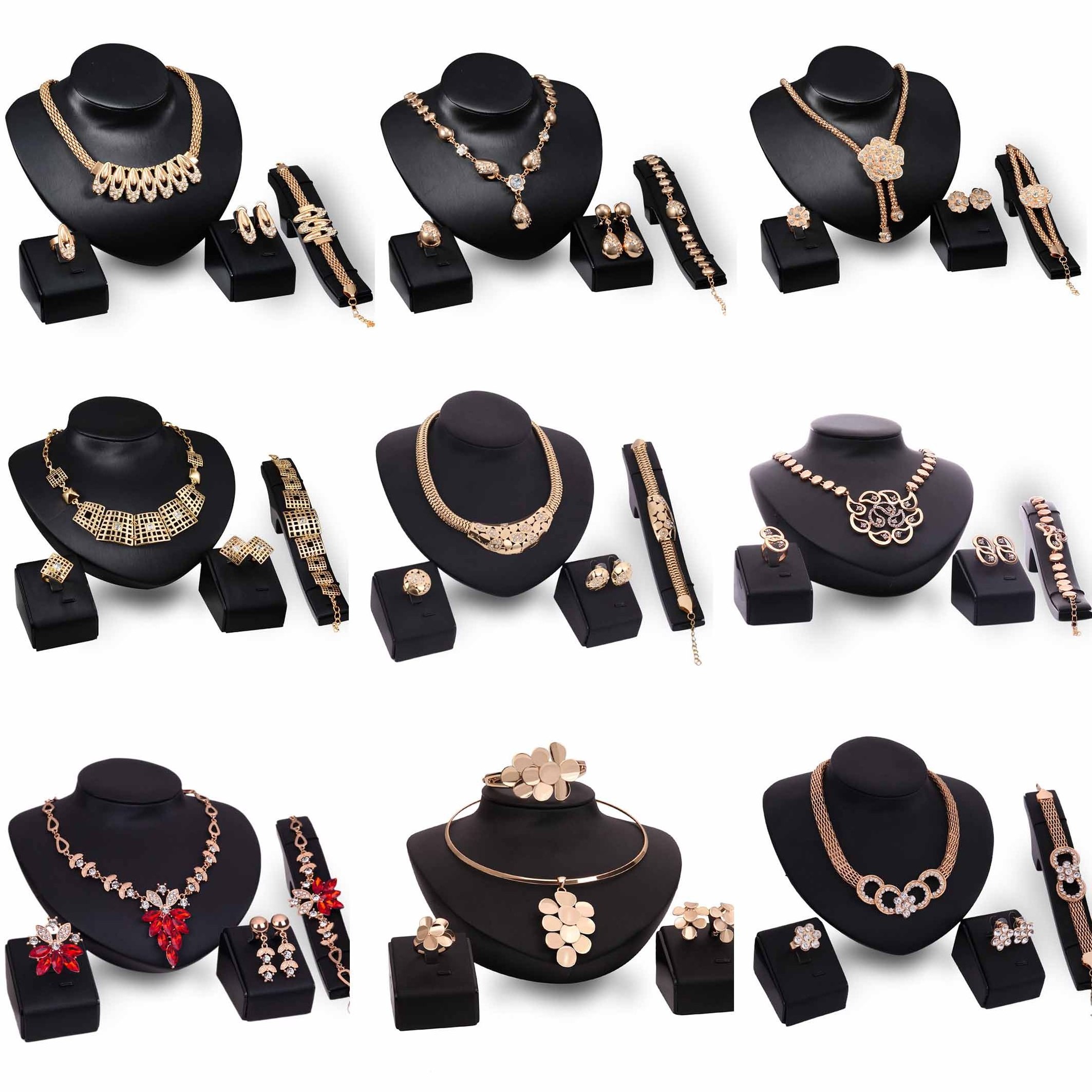 CLARMER Wholesales Fashion Metal alloy Women Jewelry Set Saudi 18K Gold Plated Custom Cheap Bridal African Jewelry Set