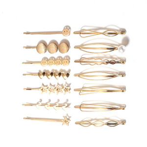 CLARMER 2020 Women Hair Accessory Korea New Hair Pin Heart Moon Star Bobby Pin Gold Simple Metal Hairpin for Girls