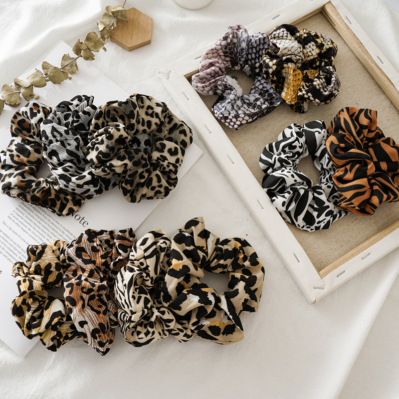 New Fashion Women Hair Accessories Elastic Rubber Bands Animal Leopard Point Print Scrunchies