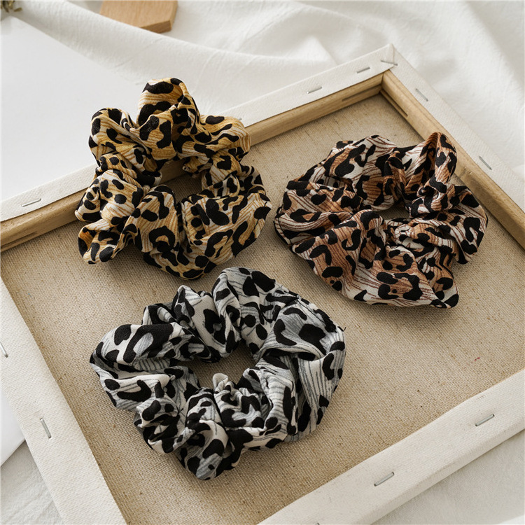 New Fashion Women Hair Accessories Elastic Rubber Bands Animal Leopard Point Print Scrunchies