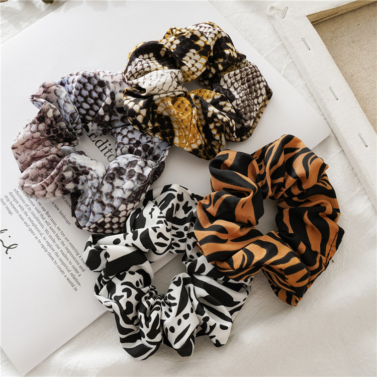 New Fashion Women Hair Accessories Elastic Rubber Bands Animal Leopard Point Print Scrunchies