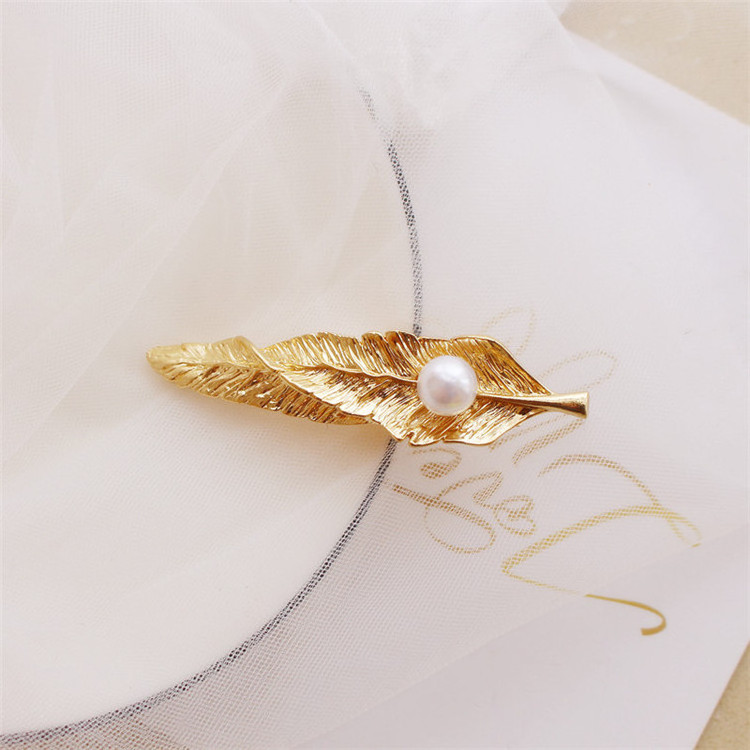 CLARMER  Fashion Starfish Shell Hair Clips Hair Accessories Metal Gold Leaf Hair Clip For Women