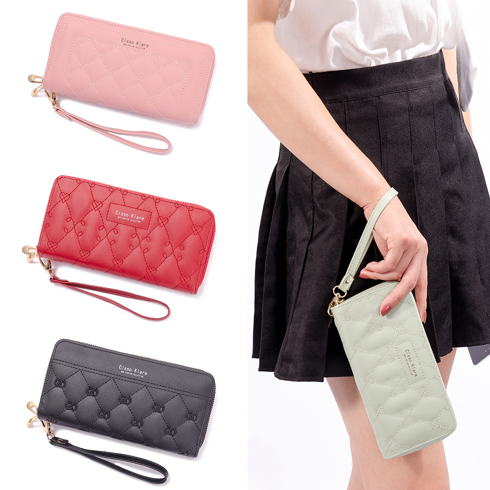 2020 New Simple Ladies Purse Wallets For Women Fashionable Female Long Wrist Bag Double Zipper Large Capacity Mobile Phone Bag