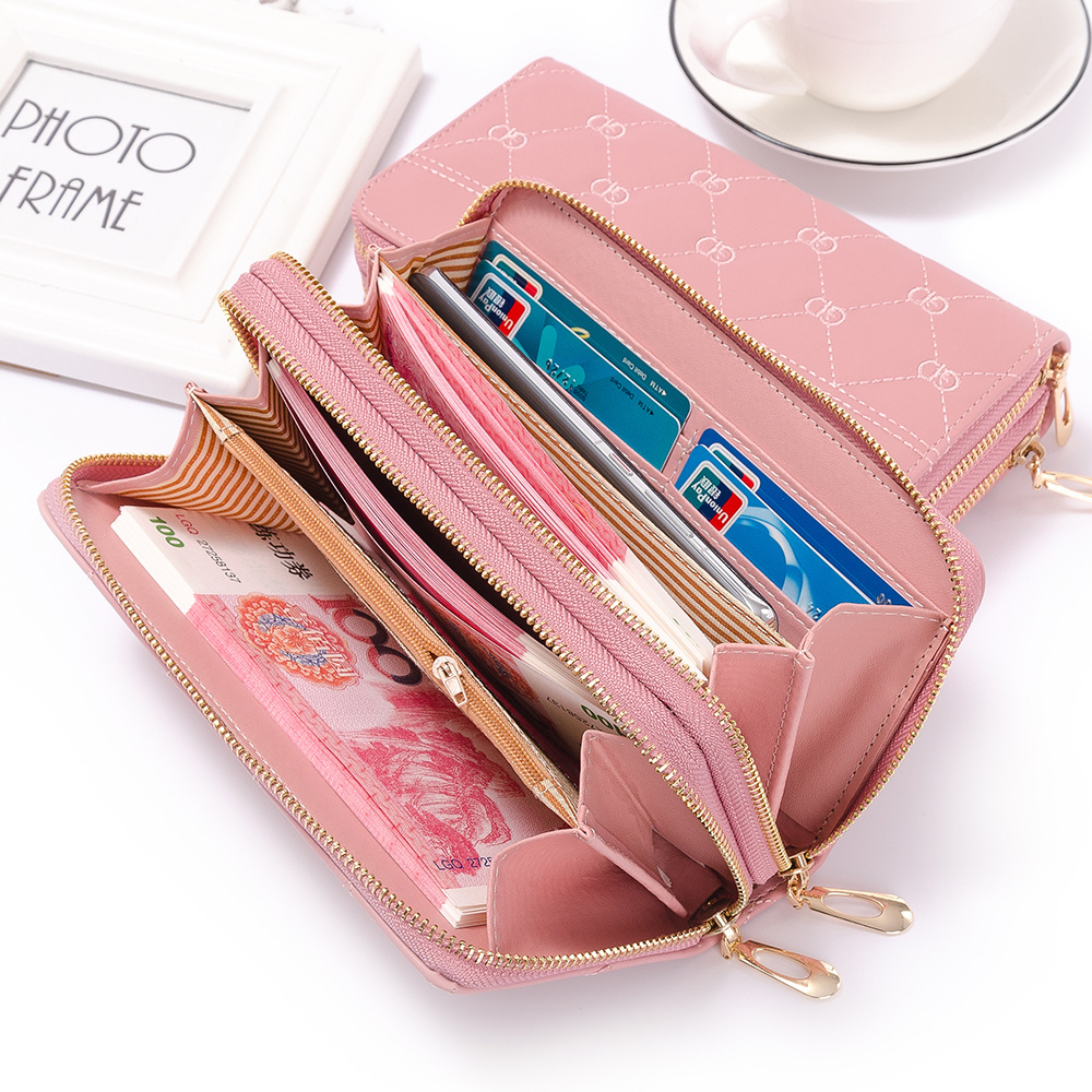 2020 New Simple Ladies Purse Wallets For Women Fashionable Female Long Wrist Bag Double Zipper Large Capacity Mobile Phone Bag