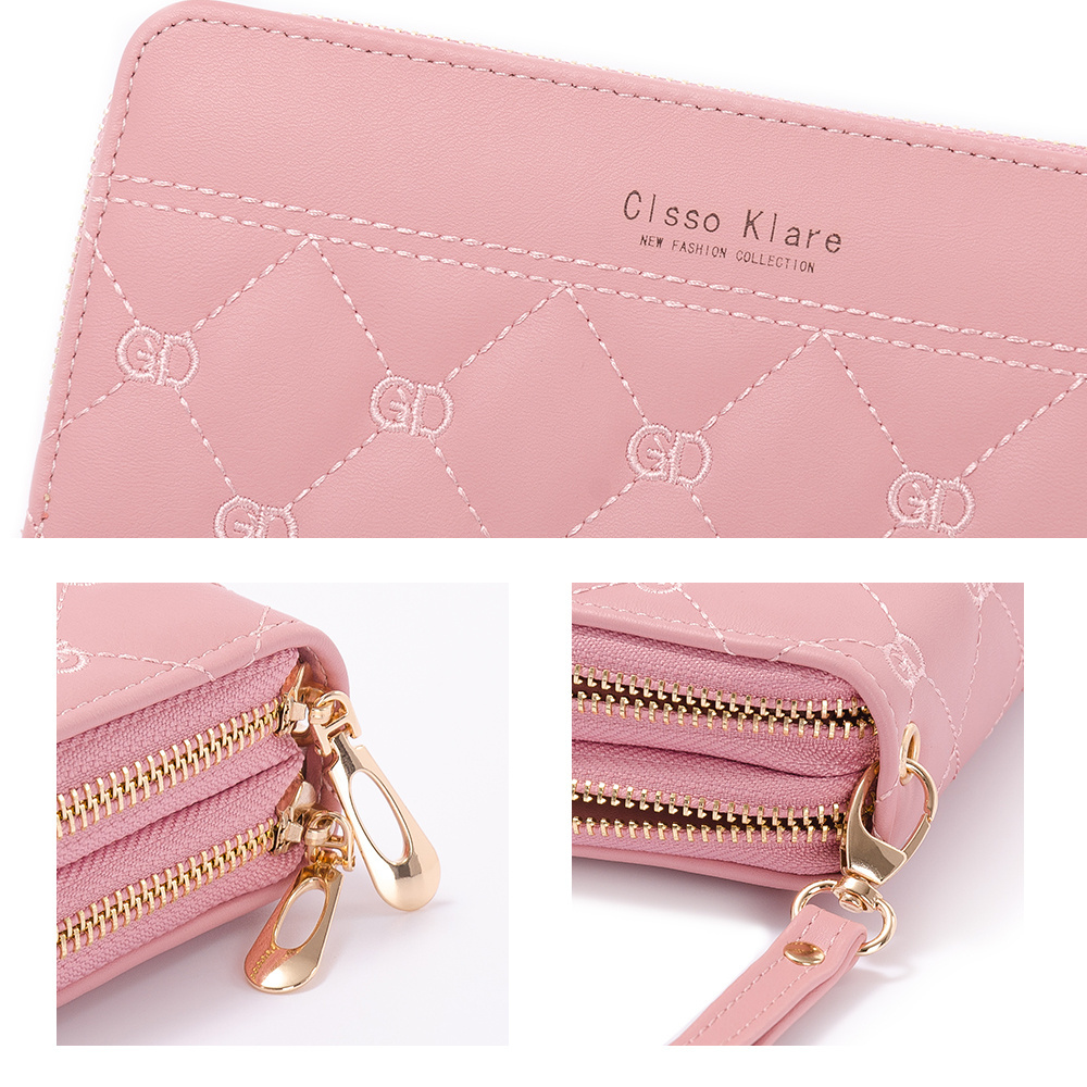 2020 New Simple Ladies Purse Wallets For Women Fashionable Female Long Wrist Bag Double Zipper Large Capacity Mobile Phone Bag