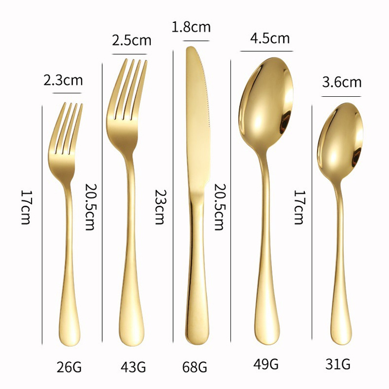 Wholesale Bulk Luxury Cutlery Set For Wedding Silverware Juegos de Cubiertos Spoon And Fork Set Stainless Steel Gold Flatware