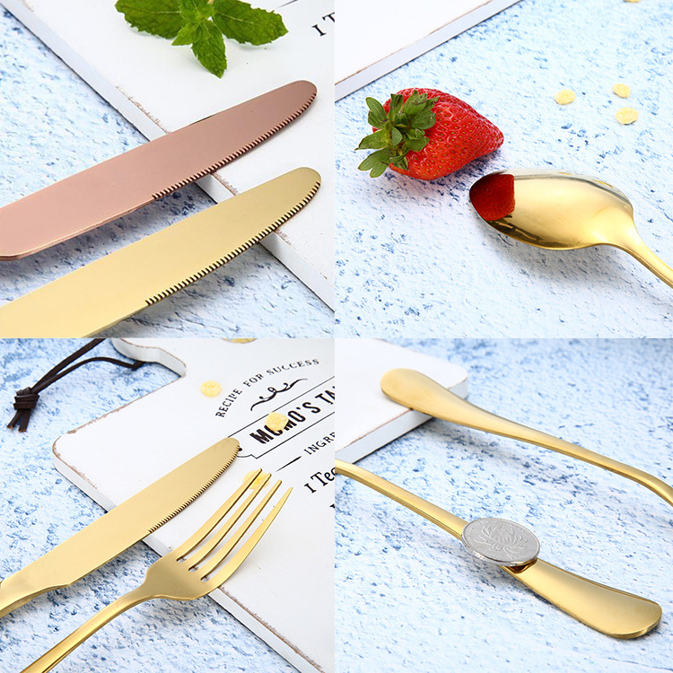 Wholesale Bulk Luxury Cutlery Set For Wedding Silverware Juegos de Cubiertos Spoon And Fork Set Stainless Steel Gold Flatware