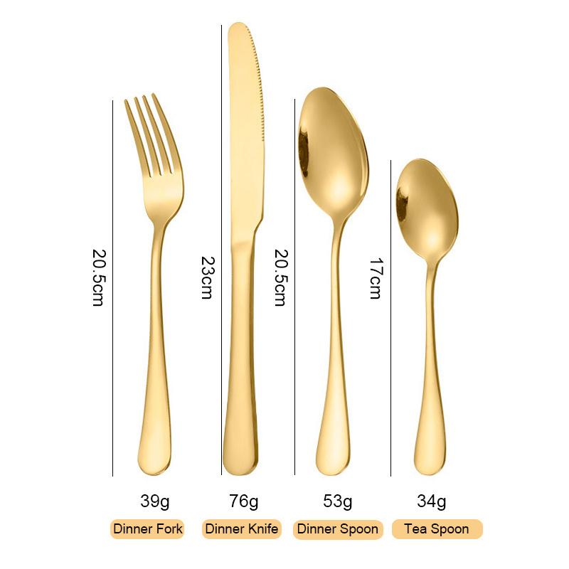 Luxury Colorful Stainless Steel 24 Pcs Flatware Gift With Box Gold Silverware Wholesale Fork Knife Spoons Kitchen Cutlery Set