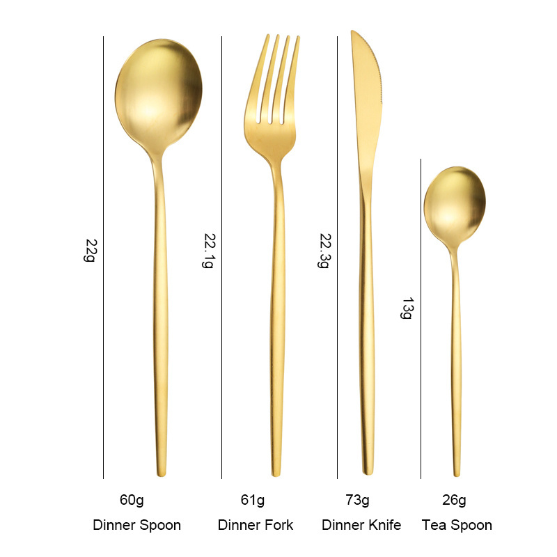 Nordic Wholesale Bulk Stainless Steel Flatware Dinnerware Set Silverware Portable Portuguese Cutlery Gold Spoons and Forks Set