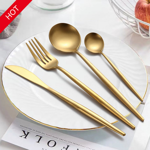 Nordic Wholesale Bulk Stainless Steel Flatware Dinnerware Set Silverware Portable Portuguese Cutlery Gold Spoons and Forks Set