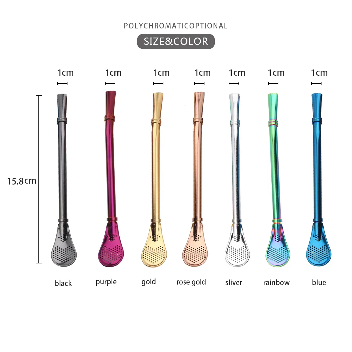 High Quality Reusable Drinking Straw Tea Bar Coffee Spoon Straw Bombill Yerba Mate Stainless Steel Straws With Filter Spoon