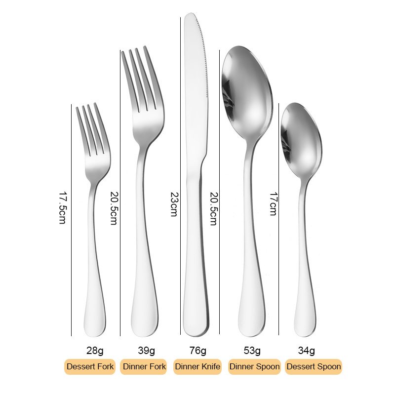 Kitchen Hotel Besteck Metal Knife Spoon Fork Stainless Steel Flatware Cutlery Set 60pcs Customized Silverware Set For 12