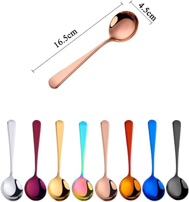 Korean Dessert Spoon Stainless Steel 1810 Silverware Gold Wedding Cutlery Silver Bouillon Ramen Serving Round Soup Spoons Set